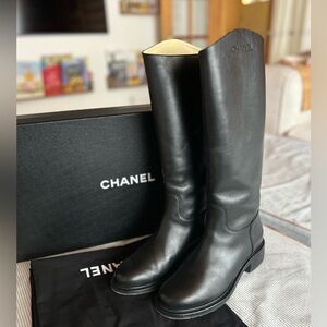 SOLD Chanel Black Leather Riding Boots